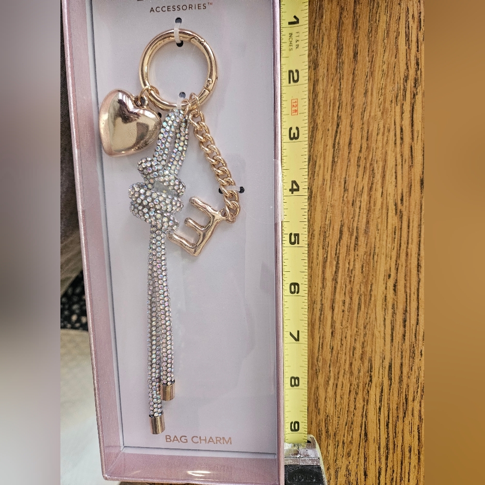 Elegant Gold and Silver "E" Bag Charm - NWT - Picture 5 of 5